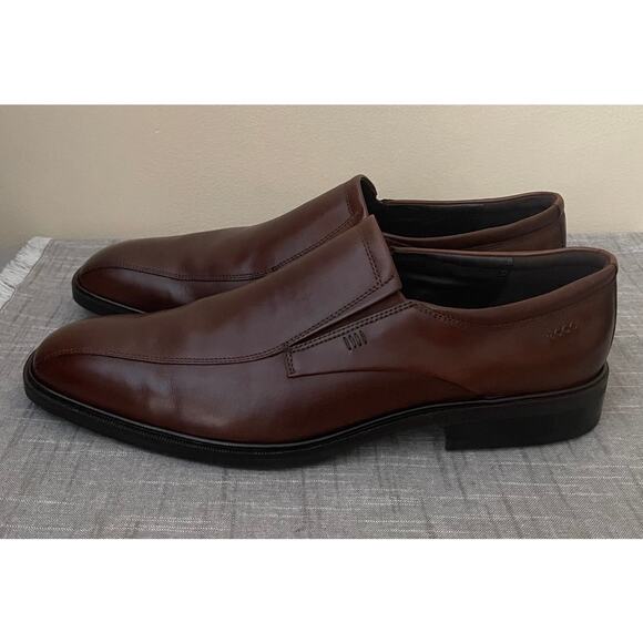 ECCO Mens Size 48/ US 14 Walnut Leather Oxfords Slip On Shoes - Picture 2 of 15